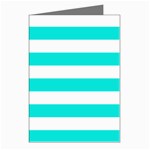 Horizontal Stripes - White and Bright Turquoise Greeting Cards (Pkg of 8)