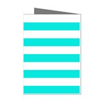 Horizontal Stripes - White and Bright Turquoise Mini Greeting Cards (Pkg of 8)