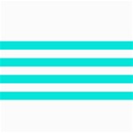 Horizontal Stripes - White and Bright Turquoise 4  x 8  Photo Cards