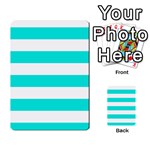 Horizontal Stripes - White and Bright Turquoise Multi-purpose Cards (Rectangle)