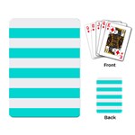 Horizontal Stripes - White and Bright Turquoise Playing Cards Single Design