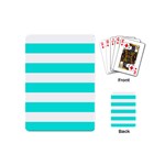 Horizontal Stripes - White and Bright Turquoise Playing Cards (Mini)