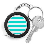 Horizontal Stripes - White and Bright Turquoise Measuring Tape