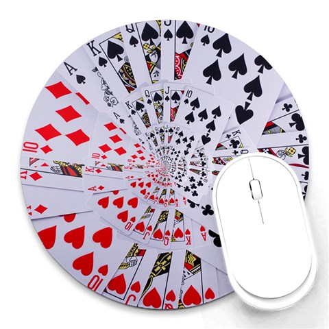 Poker Royal Flush All Suits Droste Spiral Round Mousepad from ArtsNow.com Front