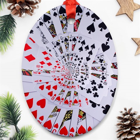 Poker Royal Flush All Suits Droste Spiral Ornament (Oval) from ArtsNow.com Front