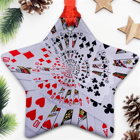 Poker Royal Flush All Suits Droste Spiral Ornament (Star) from ArtsNow.com Front