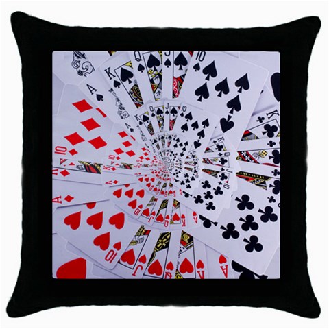 Poker Royal Flush All Suits Droste Spiral Throw Pillow Case (Black) from ArtsNow.com Front