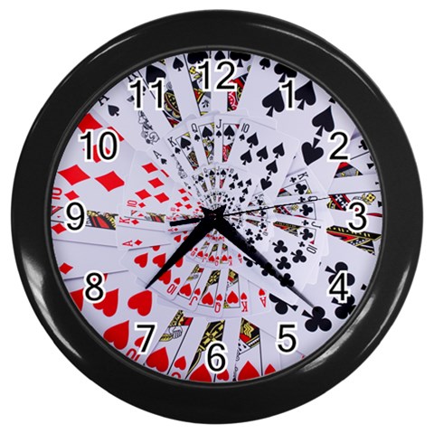 Poker Royal Flush All Suits Droste Spiral Wall Clock (Black) from ArtsNow.com Front