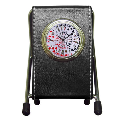 Poker Royal Flush All Suits Droste Spiral Pen Holder Desk Clock from ArtsNow.com Front