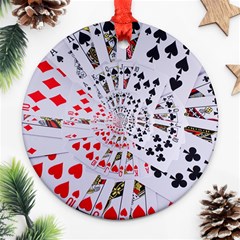 Poker Royal Flush All Suits Droste Spiral Round Ornament (Two Sides) from ArtsNow.com Front