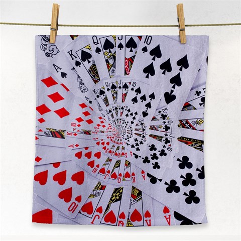 Poker Royal Flush All Suits Droste Spiral Face Towel from ArtsNow.com Front