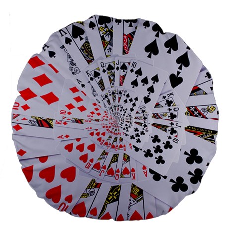 Poker Royal Flush All Suits Droste Spiral Large 18  Premium Round Cushion  from ArtsNow.com Front