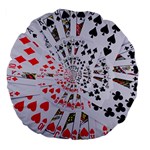 Poker Royal Flush All Suits Droste Spiral Large 18  Premium Flano Round Cushion 