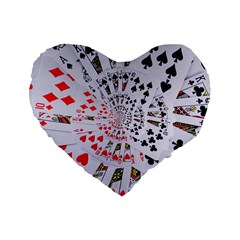 Poker Royal Flush All Suits Droste Spiral Standard 16  Premium Flano Heart Shape Cushion  from ArtsNow.com Front