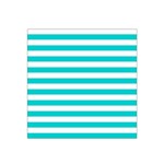 Horizontal Stripes - White and Cyan Satin Bandana Scarf