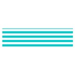 Horizontal Stripes - White and Cyan Satin Scarf (Oblong)