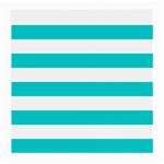 Horizontal Stripes - White and Cyan Medium Glasses Cloth (2 Sides)