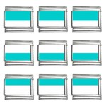 Horizontal Stripes - White and Cyan 9mm Italian Charm (9 pack)