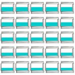 Horizontal Stripes - White and Cyan 9mm Italian Charm (25 pack)