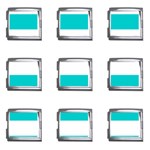 Horizontal Stripes - White and Cyan Mega Link Italian Charm (9 pack)