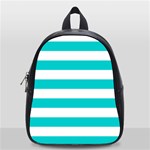 Horizontal Stripes - White and Cyan School Bag (Small)