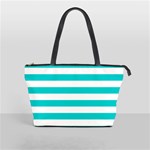 Horizontal Stripes - White and Cyan Classic Shoulder Handbag (One Side)