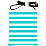 Horizontal Stripes - White and Cyan Shoulder Sling Bag