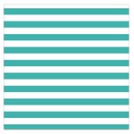 Horizontal Stripes - White and Verdigris Large Satin Scarf (Square)