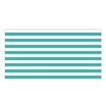 Horizontal Stripes - White and Verdigris Satin Shawl