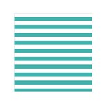 Horizontal Stripes - White and Verdigris Small Satin Scarf  (Square)