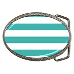 Horizontal Stripes - White and Verdigris Belt Buckle