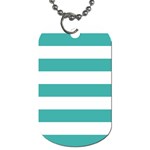 Horizontal Stripes - White and Verdigris Dog Tag (One Side)