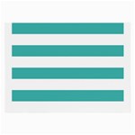 Horizontal Stripes - White and Verdigris Large Glasses Cloth (2 Sides)