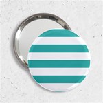 Horizontal Stripes - White and Verdigris 2.25  Handbag Mirror