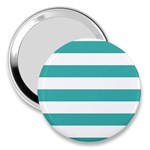 Horizontal Stripes - White and Verdigris 3  Handbag Mirror