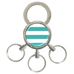 Horizontal Stripes - White and Verdigris 3-Ring Key Chain