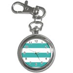 Horizontal Stripes - White and Verdigris Key Chain Watch