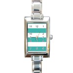 Horizontal Stripes - White and Verdigris Rectangle Italian Charm Watch