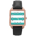 Horizontal Stripes - White and Verdigris Rose Gold Leather Watch