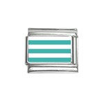 Horizontal Stripes - White and Verdigris Italian Charm (9mm)