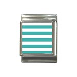 Horizontal Stripes - White and Verdigris Italian Charm (13mm)