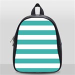 Horizontal Stripes - White and Verdigris School Bag (Small)