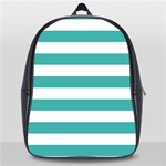 Horizontal Stripes - White and Verdigris School Bag (Large)