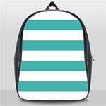 Horizontal Stripes - White and Verdigris School Bag (XL)