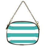 Horizontal Stripes - White and Verdigris Chain Purse (One Side)