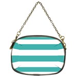 Horizontal Stripes - White and Verdigris Chain Purse (Two Sides)