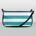 Horizontal Stripes - White and Verdigris Shoulder Clutch Bag