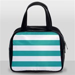 Horizontal Stripes - White and Verdigris Classic Handbag (Two Sides)