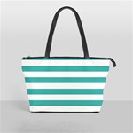 Horizontal Stripes - White and Verdigris Classic Shoulder Handbag (One Side)