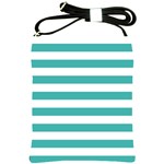 Horizontal Stripes - White and Verdigris Shoulder Sling Bag